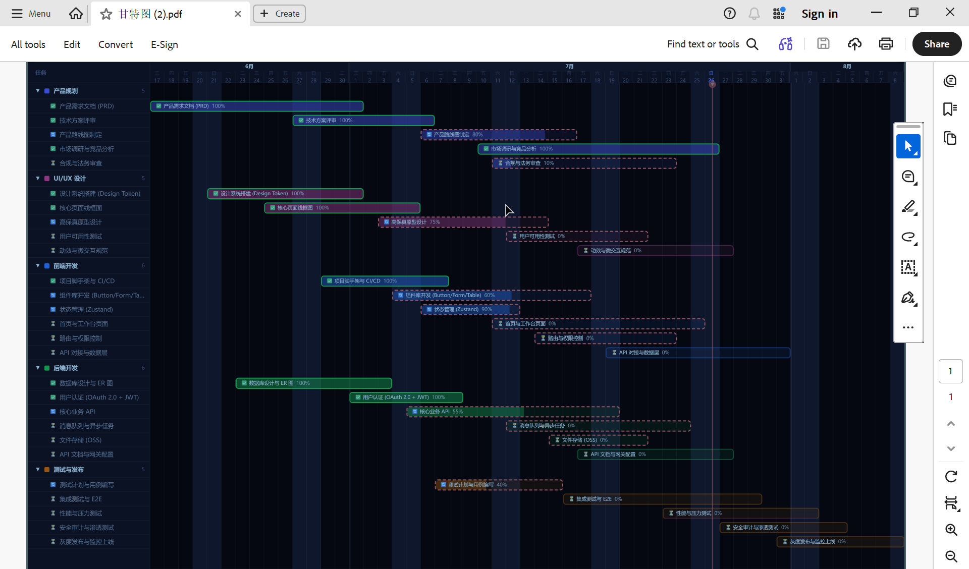 甘特图PDF导出